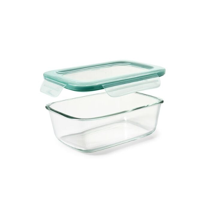 Smart Seal 8 Cup Glass Rectangle Container - Teal E8