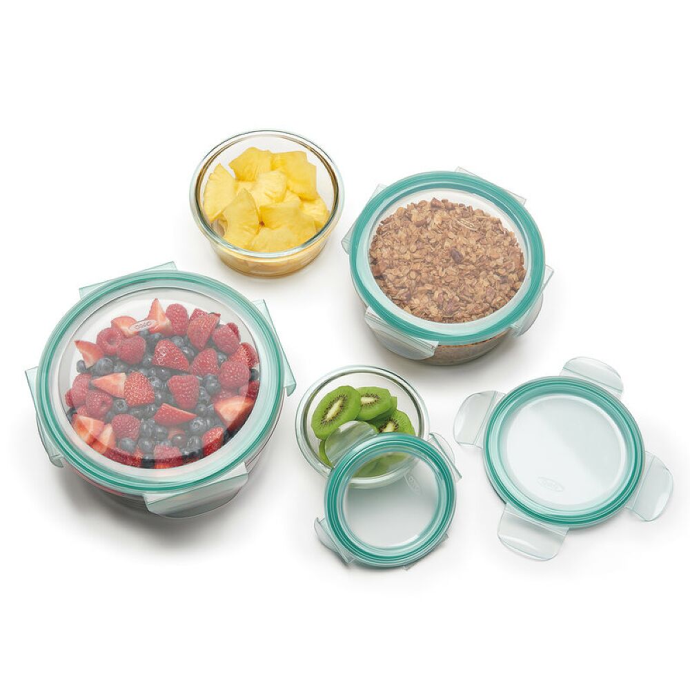 8 Piece Smart Seal Glass Round Container Set L7