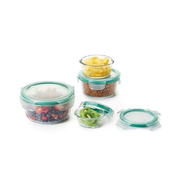 8 Piece Smart Seal Glass Round Container Set L7