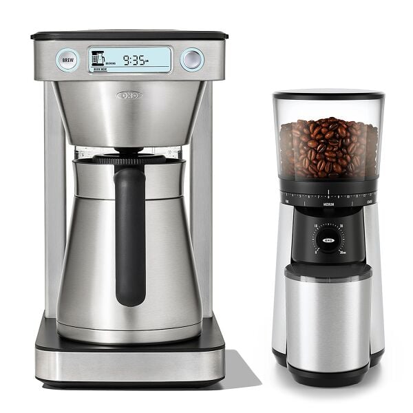 12-Cup Coffee Maker with Podless Single-Serve Function & Conical Burr Coffee Grinder Bundle R1