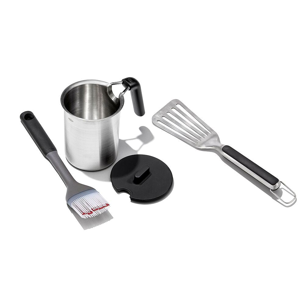 Grilling Basting Pot and Brush Set & Grilling Precision Turner Bundle Q2