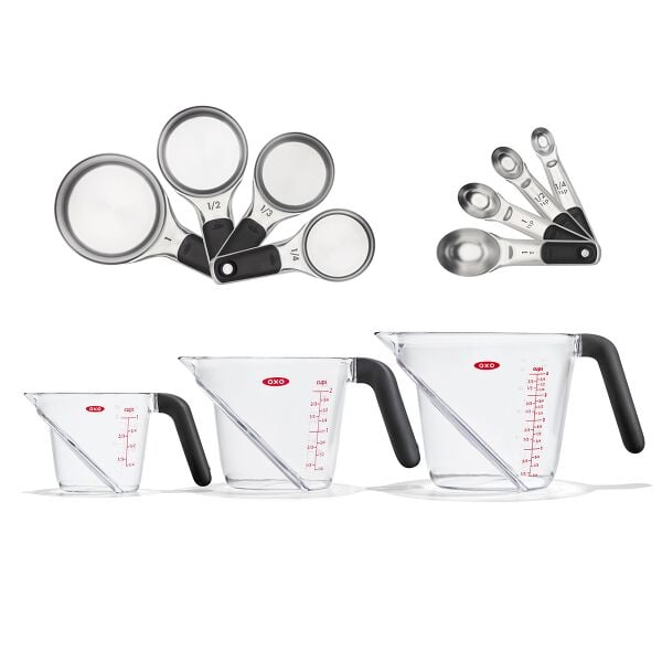 3 Piece Angled Measuring Cup Set & Stainless Steel Measuring Cups and Spoons Set Bundle Z5