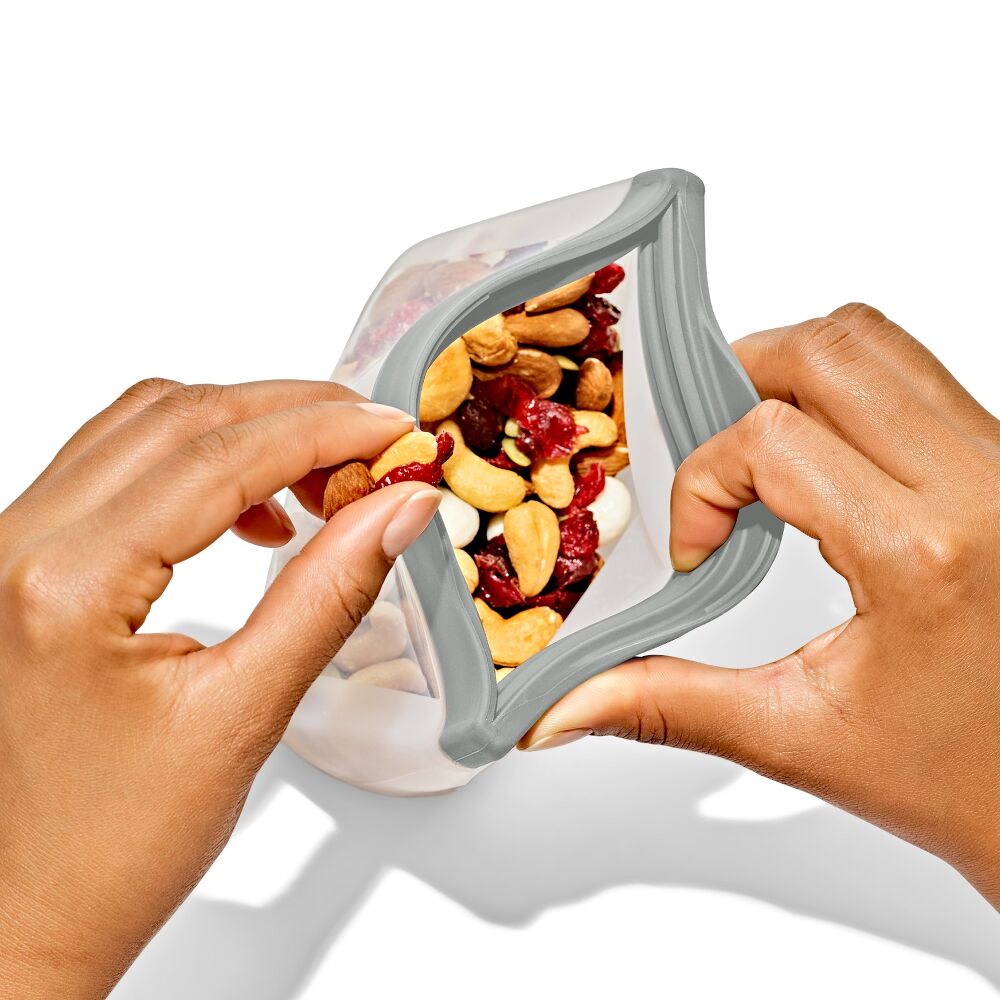 Silicone Reusable Bag Stand-Up Snack (12 oz) - Fog D1