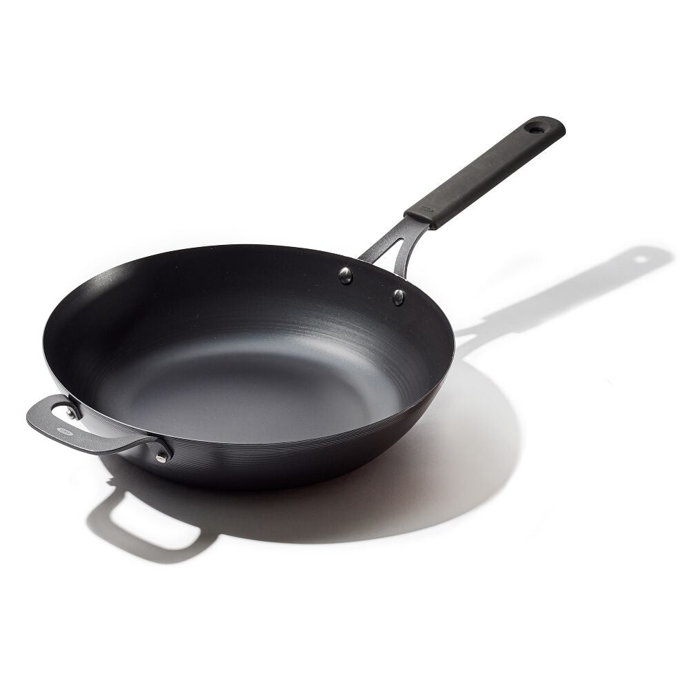 Carbon Steel Obsidian Series 12-Inch Wok with Silicone Sleeve Z2