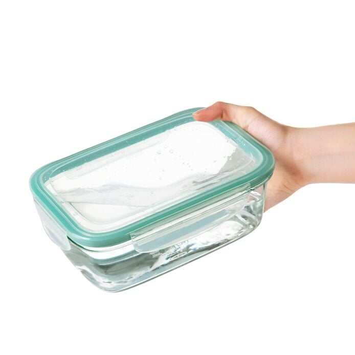 Smart Seal 8 Cup Glass Rectangle Container - Teal E8