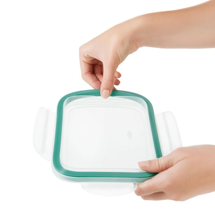 Smart Seal 8 Cup Glass Rectangle Container - Teal E8