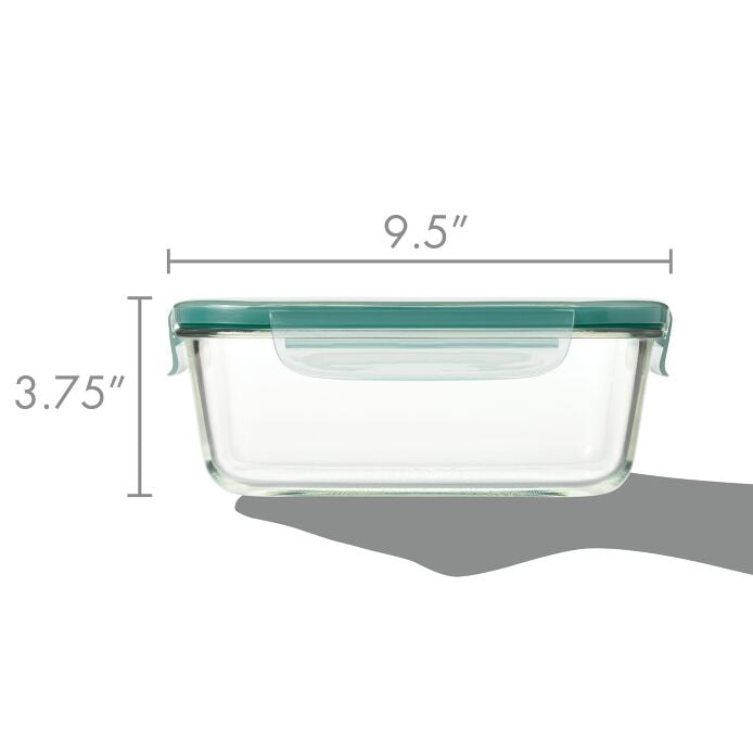 Smart Seal 8 Cup Glass Rectangle Container - Teal E8