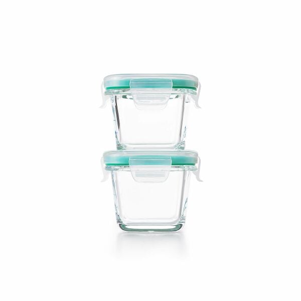 4 Piece Smart Seal Glass Mini Square Container Set L0