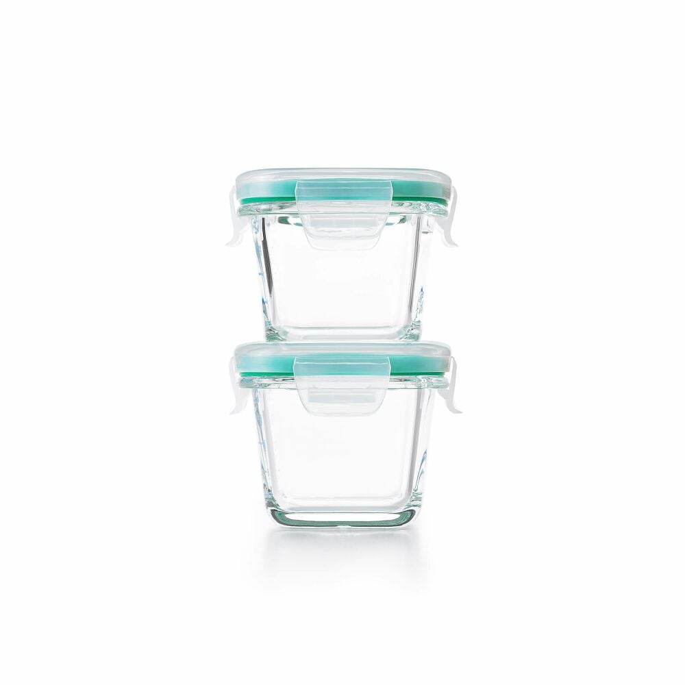 4 Piece Smart Seal Glass Mini Square Container Set L0