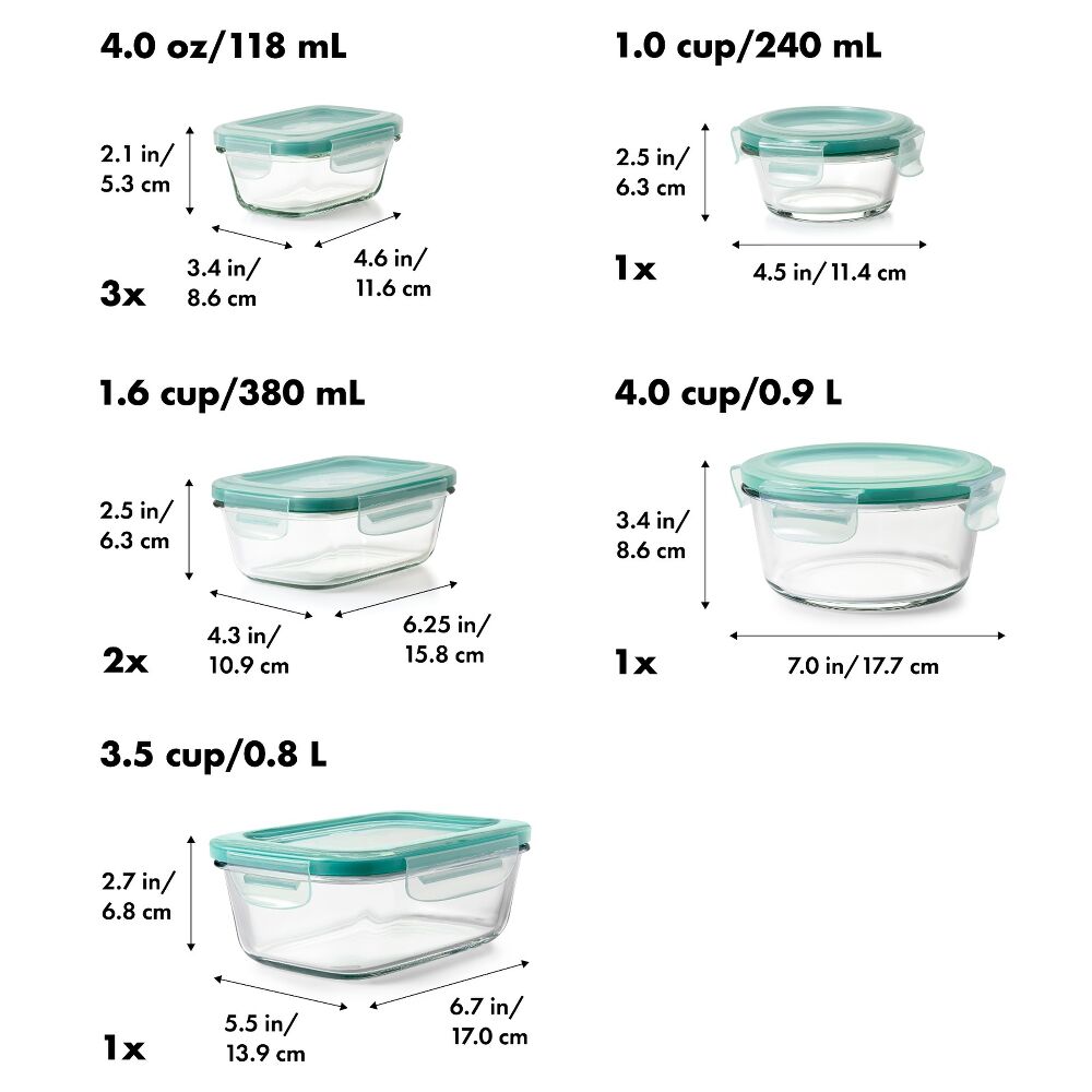 16 Piece Glass Smart Seal Everyday Container Set Y9
