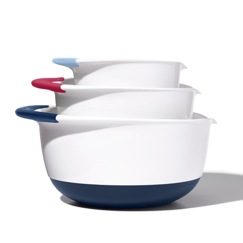 3 Piece Mixing Bowl Set New Colored Handles A7