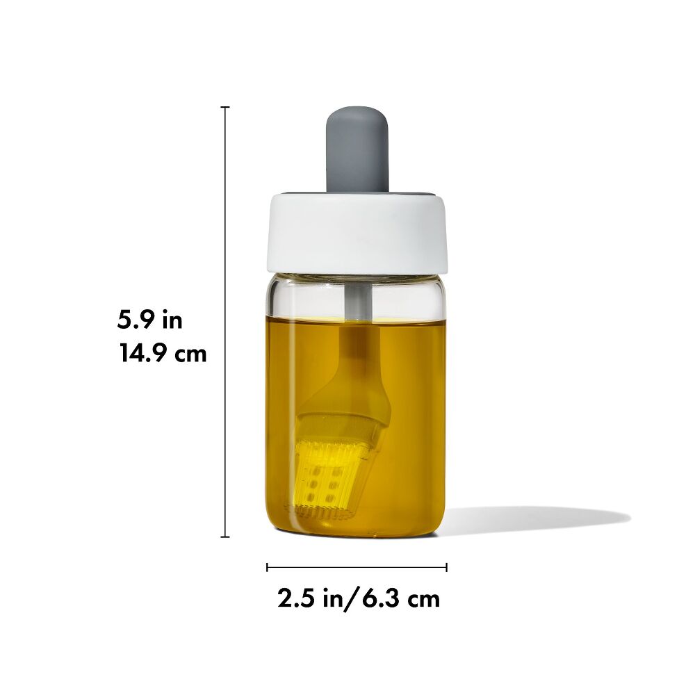 Glass Oil Bottle and Silicone Brush Set X5