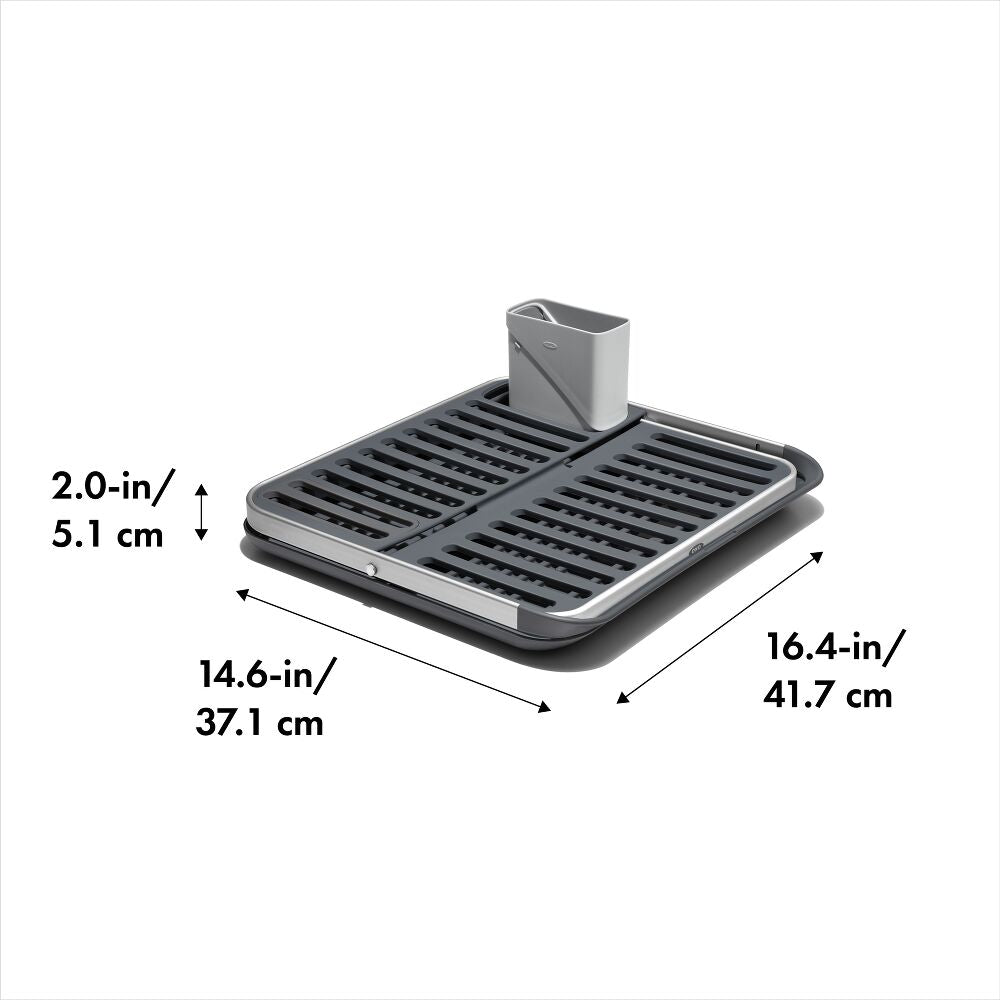 OXO Good Grips Aluminum Fold Flat Dish Rack O2