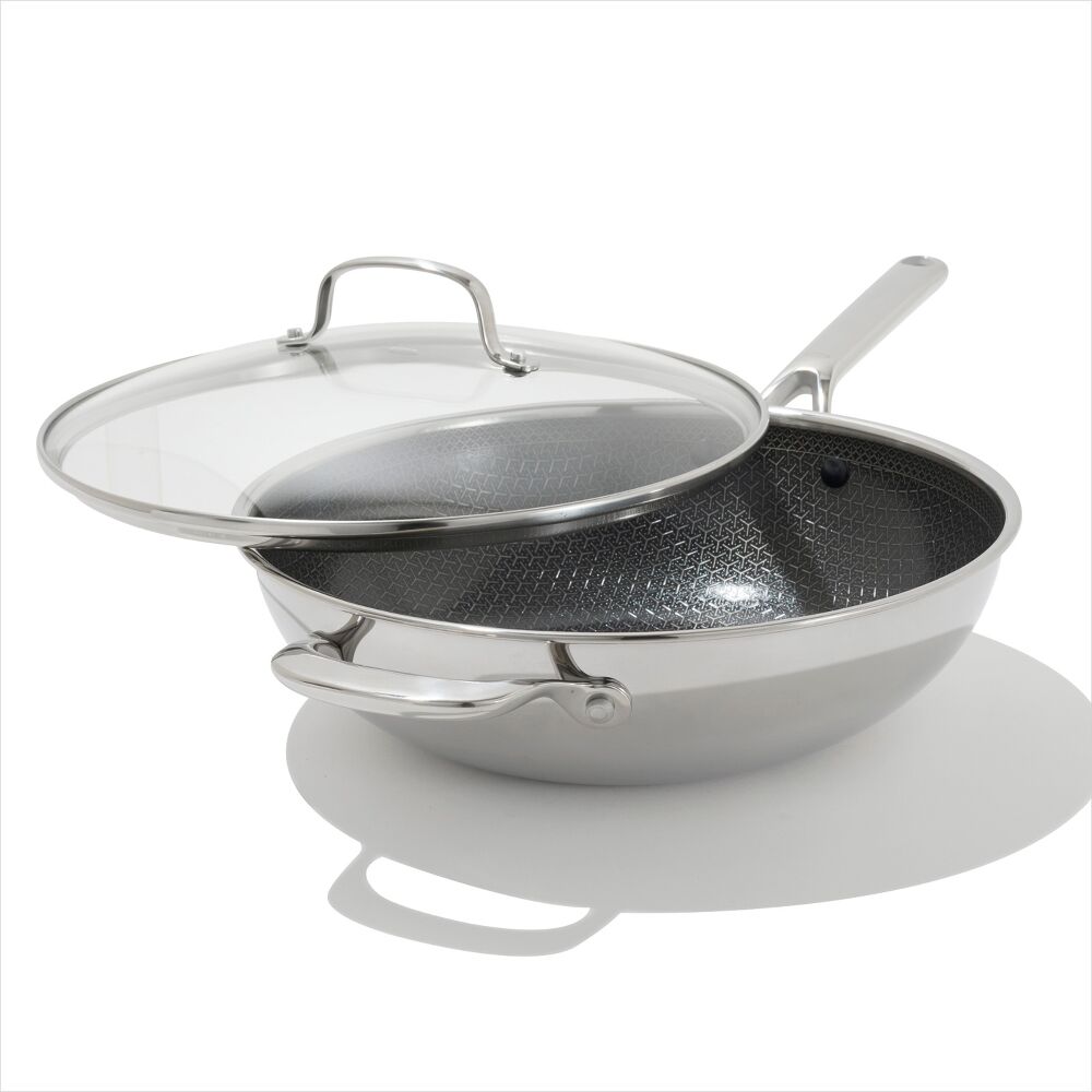 Trident Hybrid Non-Stick Stainless Steel 5 Qt Wok with Lid H9