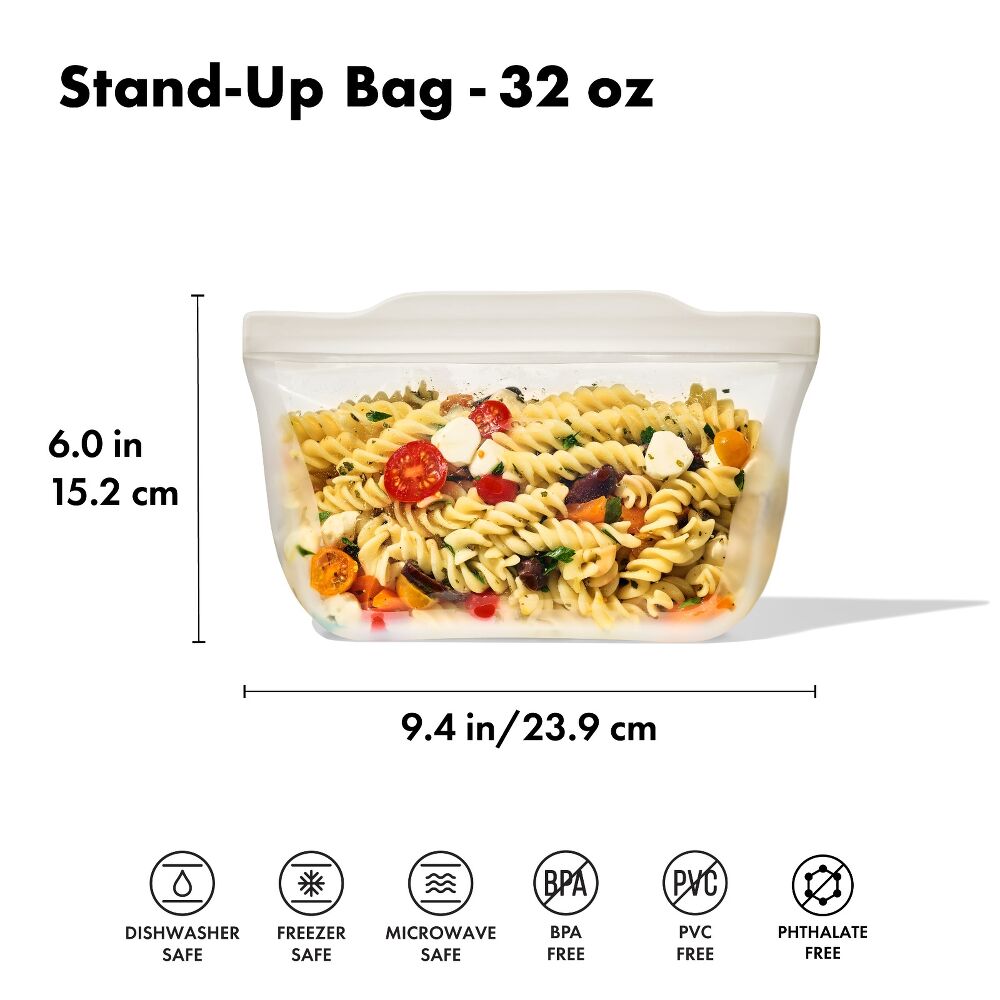 Silicone Reusable Bag - Stand-Up Quart (32 oz) - Oat B1
