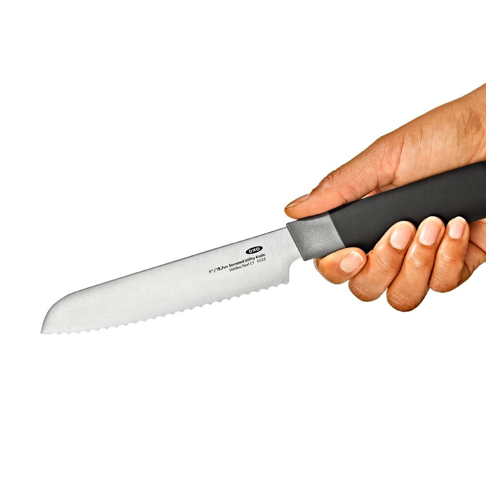 5 in Serrated Utility Knife with Locking Sheath F5