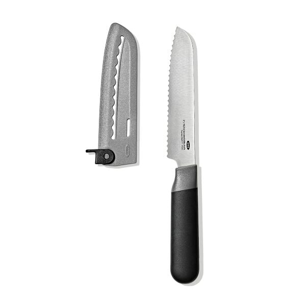 5 in Serrated Utility Knife with Locking Sheath B5