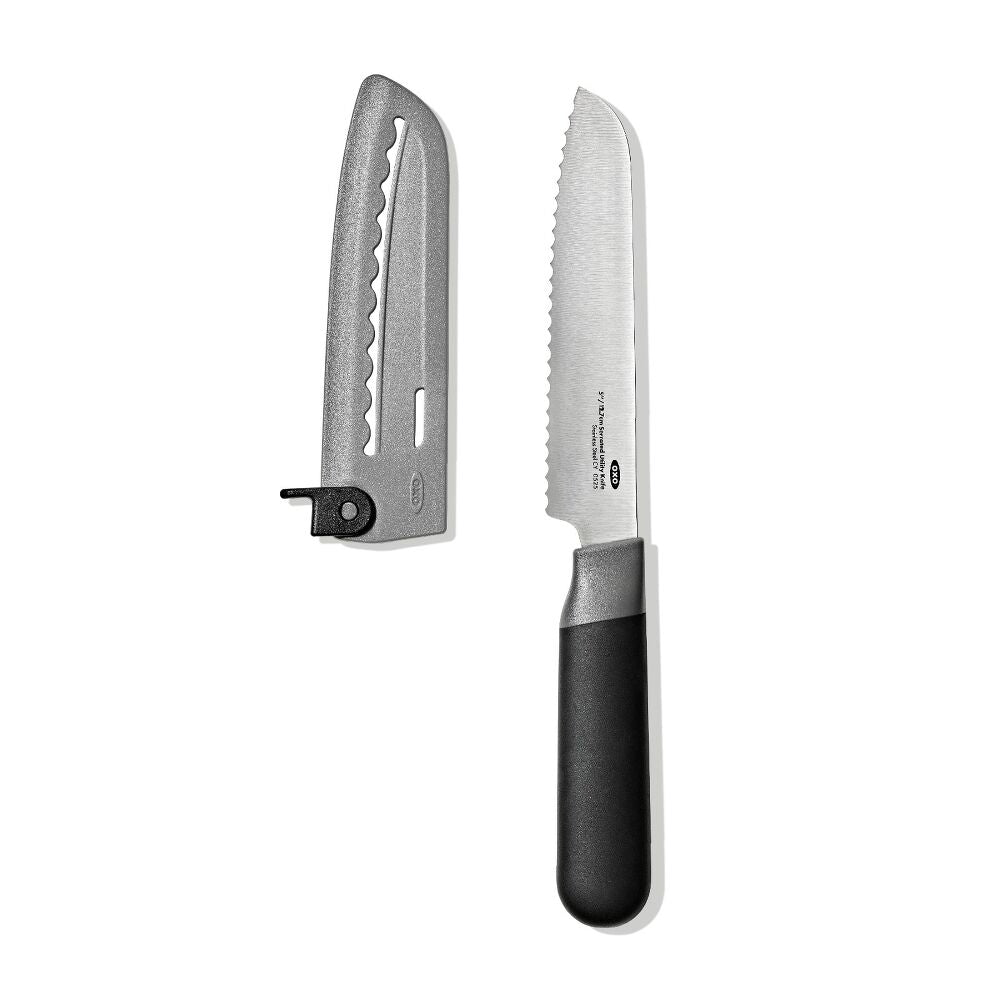5 in Serrated Utility Knife with Locking Sheath B5