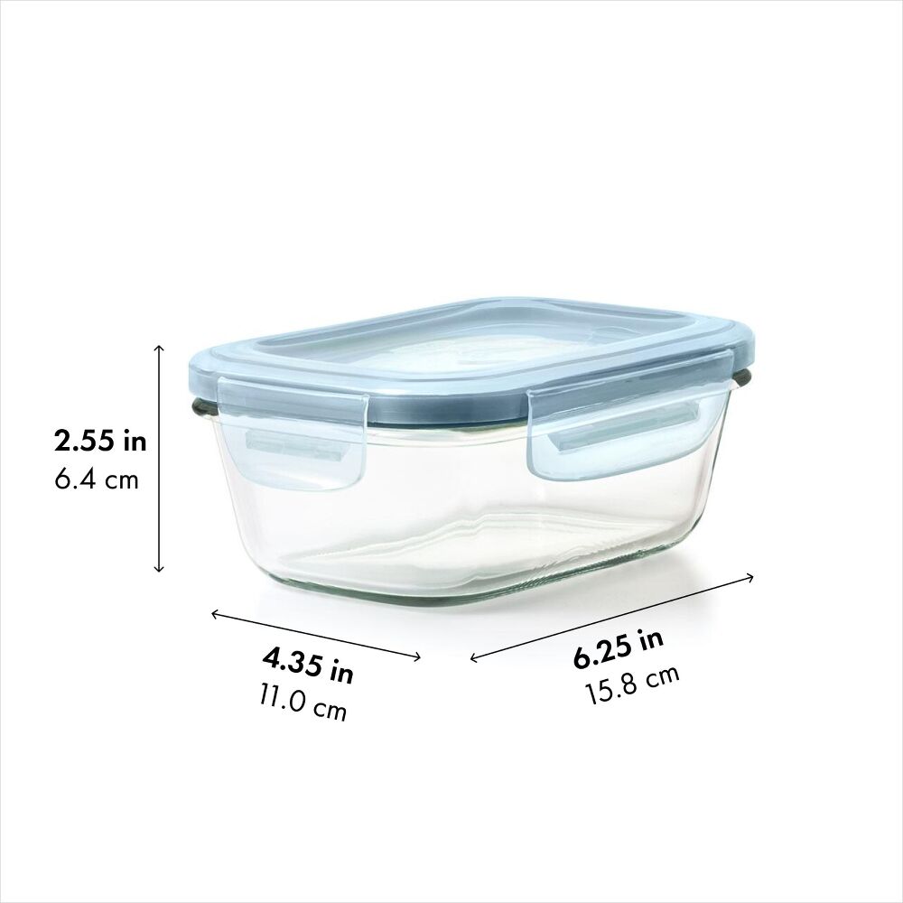 Smart Seal 1.6-Cup Glass Rectangle Container - Arctic Blue L2