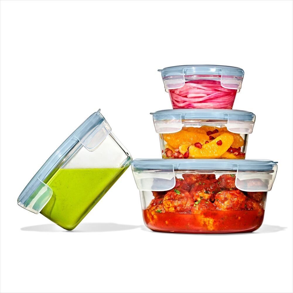 Smart Seal 4-Cup Glass Round Container - Arctic Blue T5