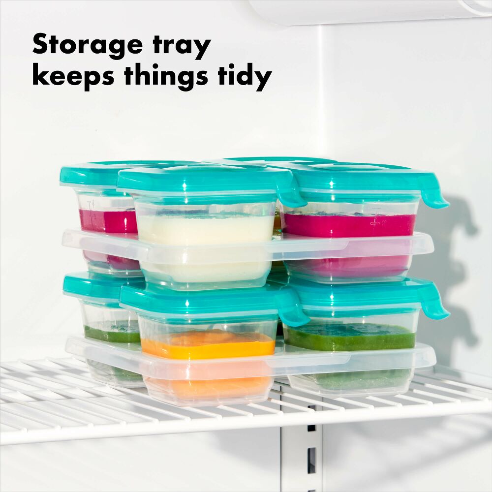 4 oz Baby Blocks™ Silicone Freezer Storage Containers - Tot Teal D3