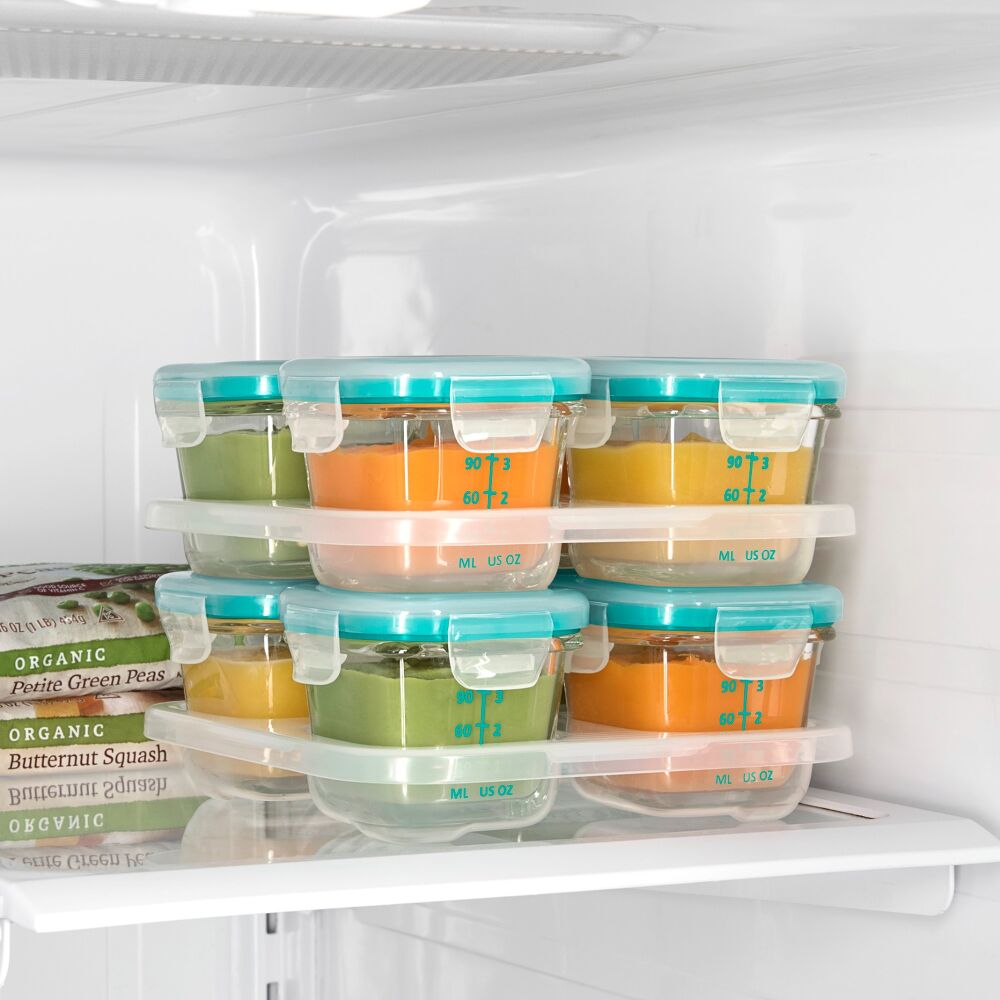 Baby Blocks Glass Food Storage Containers 4 Oz - Tot Teal L1