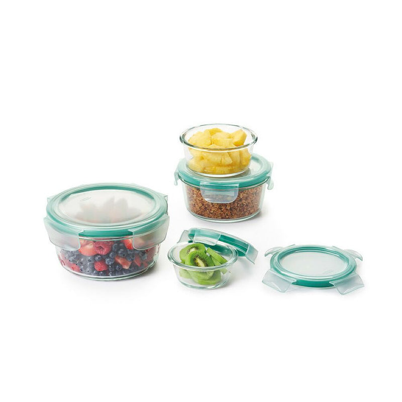 8 Piece Smart Seal Glass Round Container Set L7