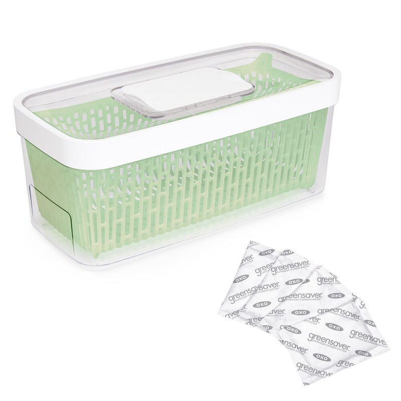 GreenSaver Produce Keeper (5.0 Qt) & OXO GreenSaver Carbon Filter Refills - 4 Pack Bundle Z8