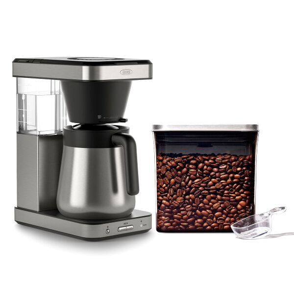 8-Cup Coffee Maker & Steel Coffee POP Container (1.7 Qt) with Scoop Bundle V0