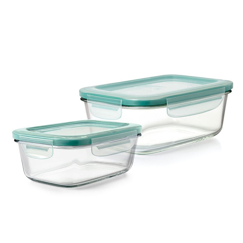 8 Cup Smart Seal Glass Rectangle Container & 3.5 Cup Smart Seal Glass Rectangle Container Bundle F5