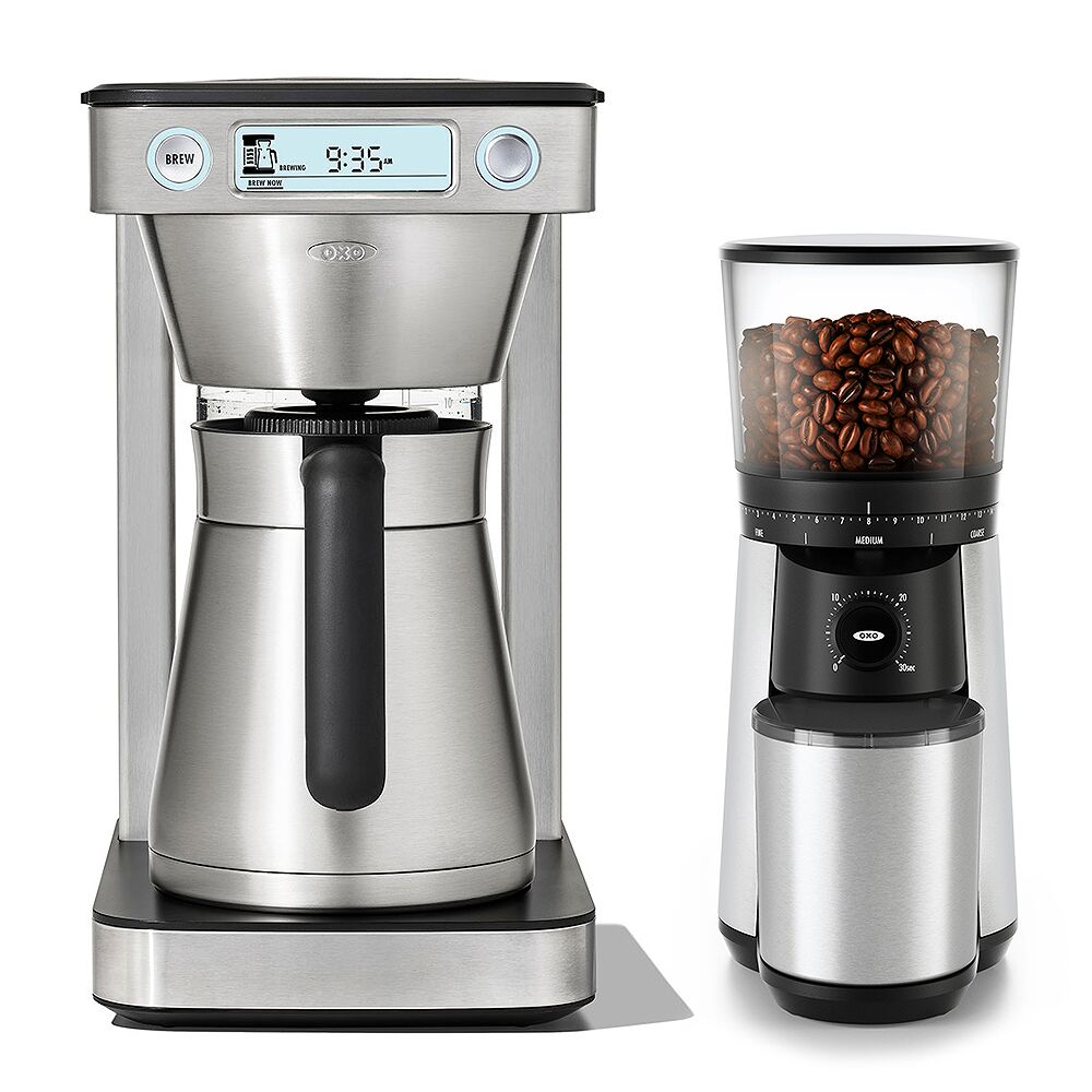 12-Cup Coffee Maker with Podless Single-Serve Function & Conical Burr Coffee Grinder Bundle R1