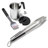 Grilling Basting Pot and Brush Set & Grilling Tongs with Built-In Bottle Opener Bundle V0