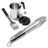 Grilling Basting Pot and Brush Set & Grilling Tongs with Built-In Bottle Opener Bundle V0