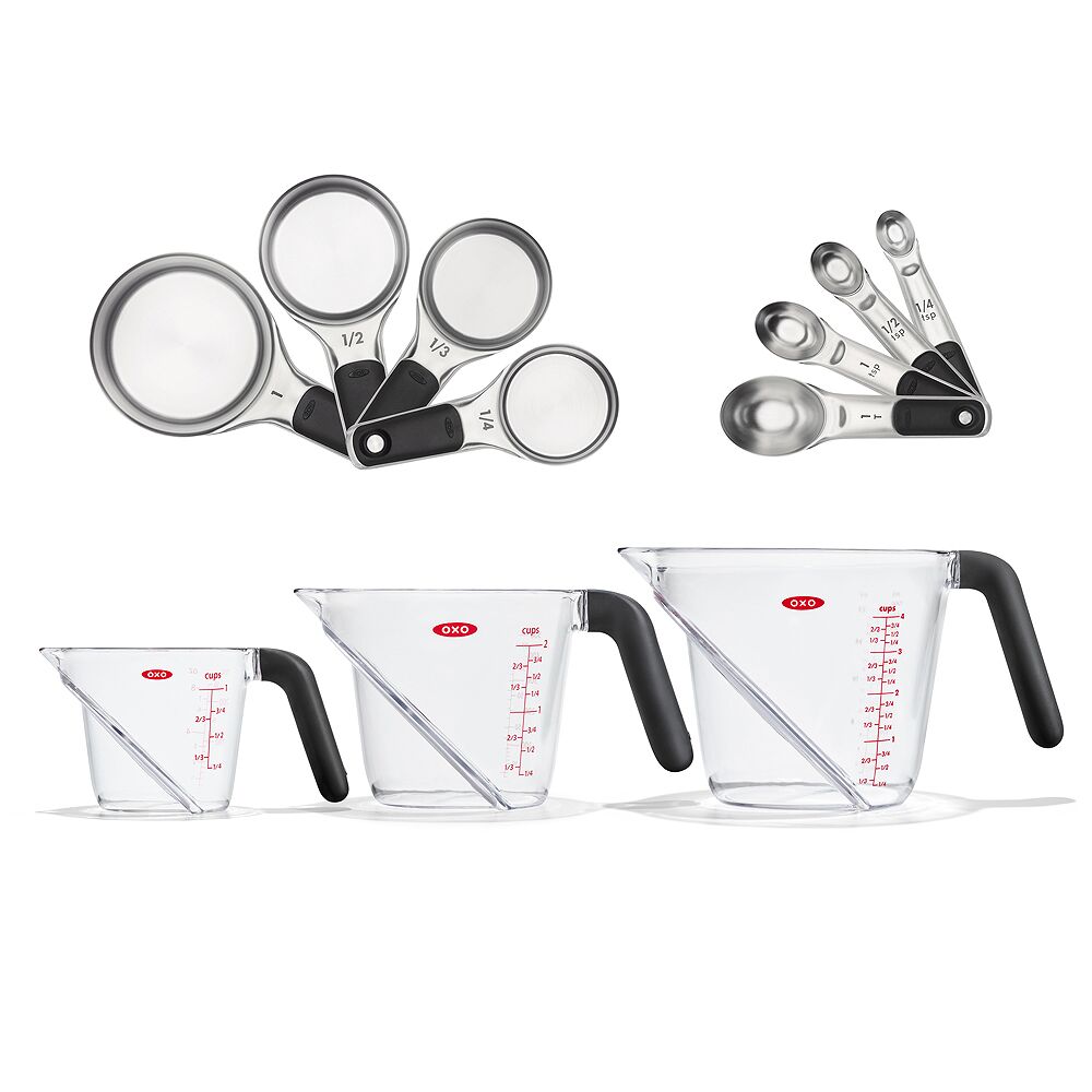 3 Piece Angled Measuring Cup Set & Stainless Steel Measuring Cups and Spoons Set Bundle M1