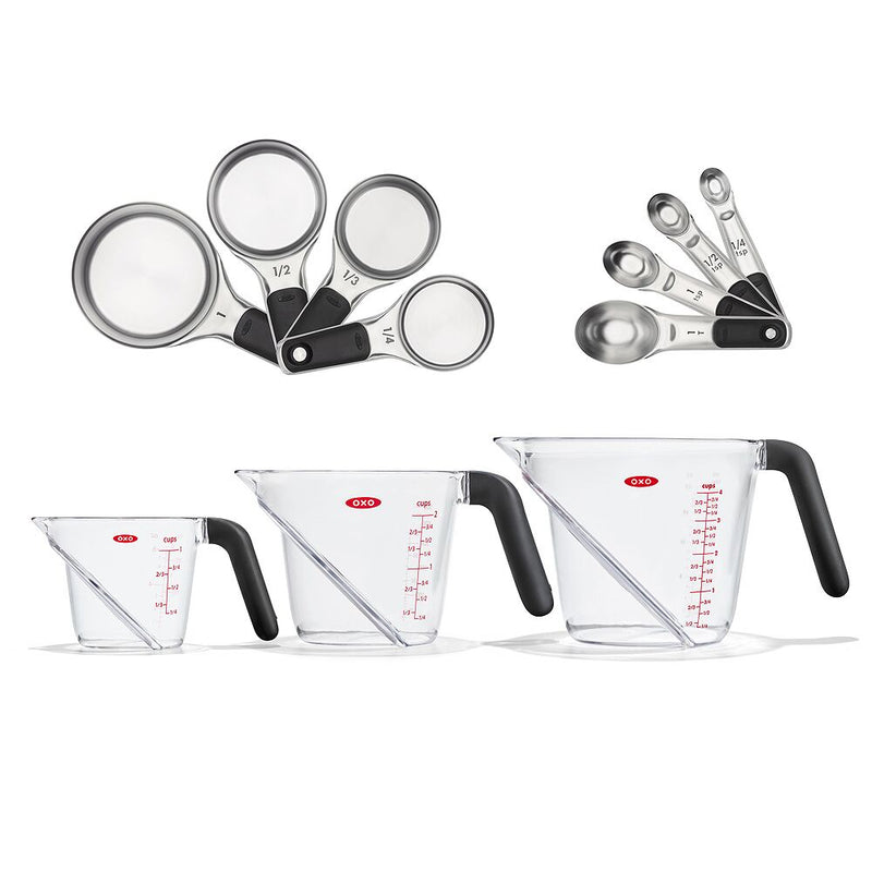 3 Piece Angled Measuring Cup Set & Stainless Steel Measuring Cups and Spoons Set Bundle M1