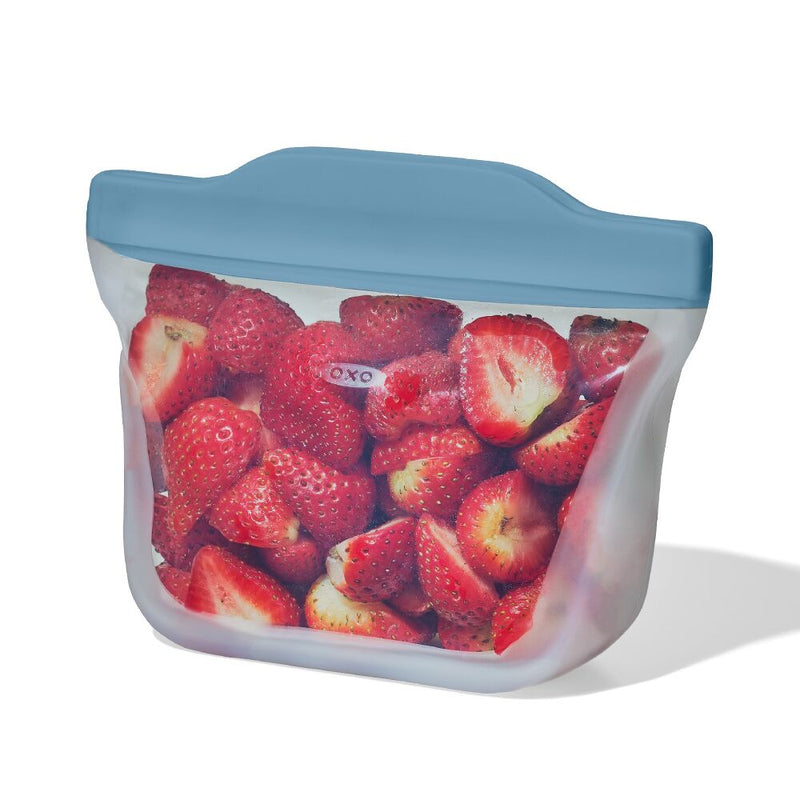Silicone Reusable Bag  Stand-Up Snack (12 oz) - Ocean Blue L3