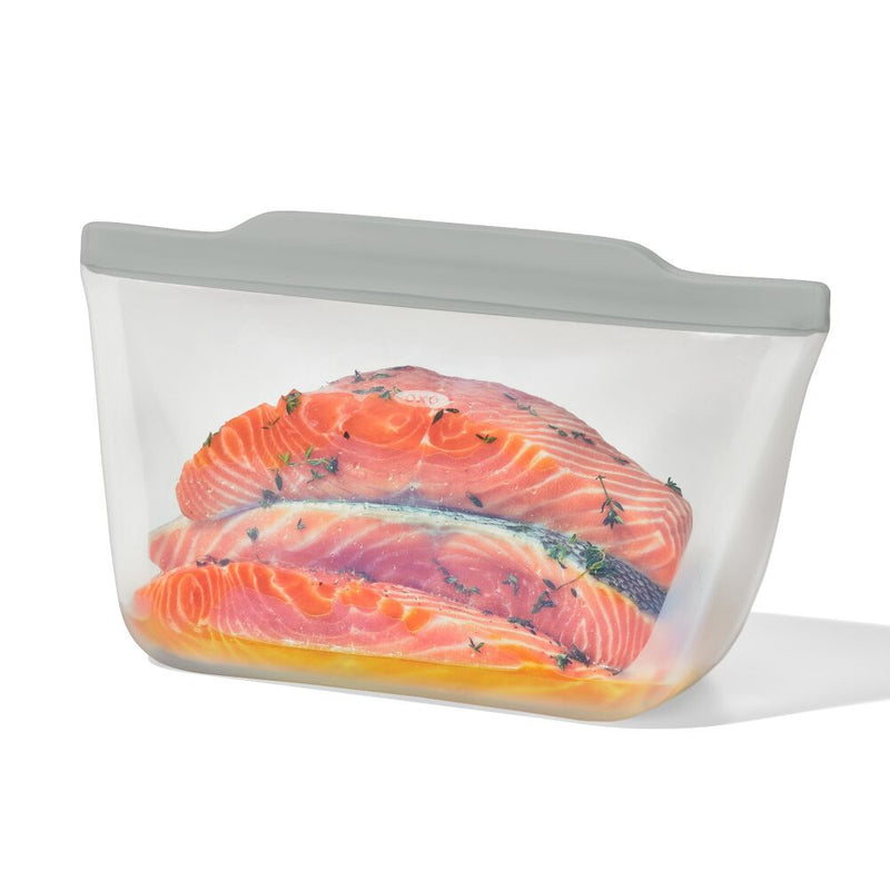 Silicone Reusable Bag  Stand-Up Half Gallon (64 oz) - Fog P6