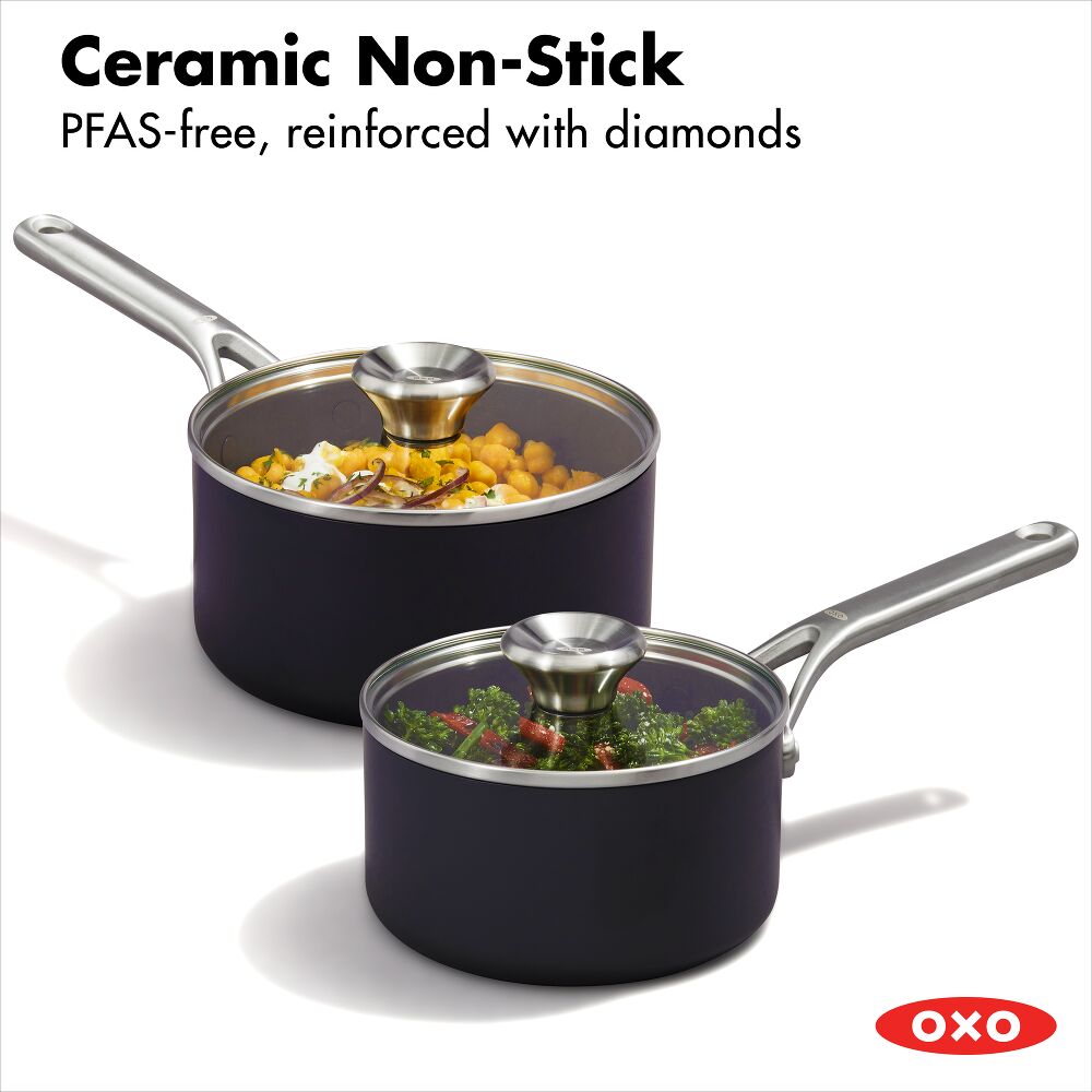 Ceramic Professional Non-Stick 4-Piece Saucepan Set (1.7 Qt & 2.3 Qt) Y7