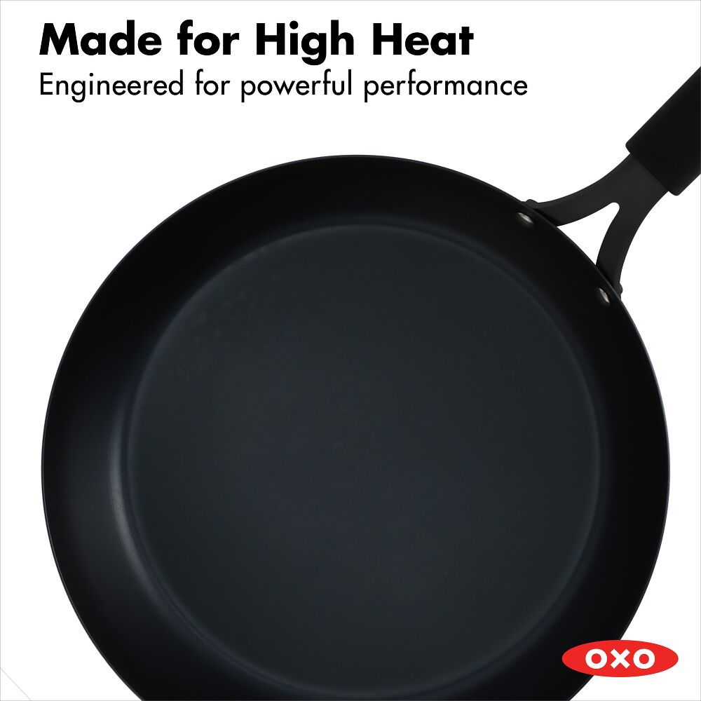OXO Carbon Steel Obsidian Series 12-Inch Frypan with Silicone Sleeve G1