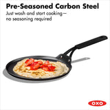 Obsidian Carbon Steel 10-Inch Crêpe Pan with Silicone Sleeve Z2
