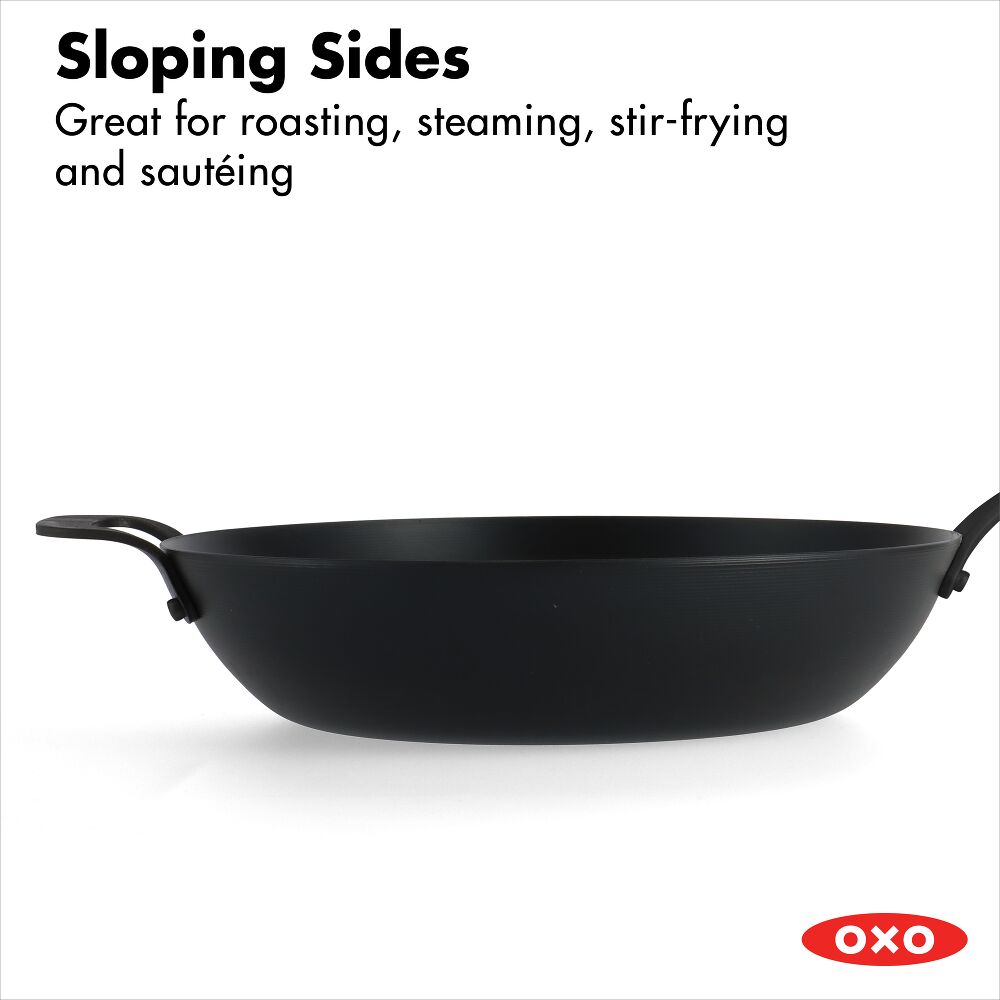 Carbon Steel Obsidian Series 12-Inch Wok with Silicone Sleeve Z2