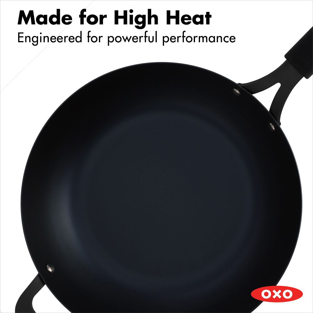 Carbon Steel Obsidian Series 12-Inch Wok with Silicone Sleeve Z2