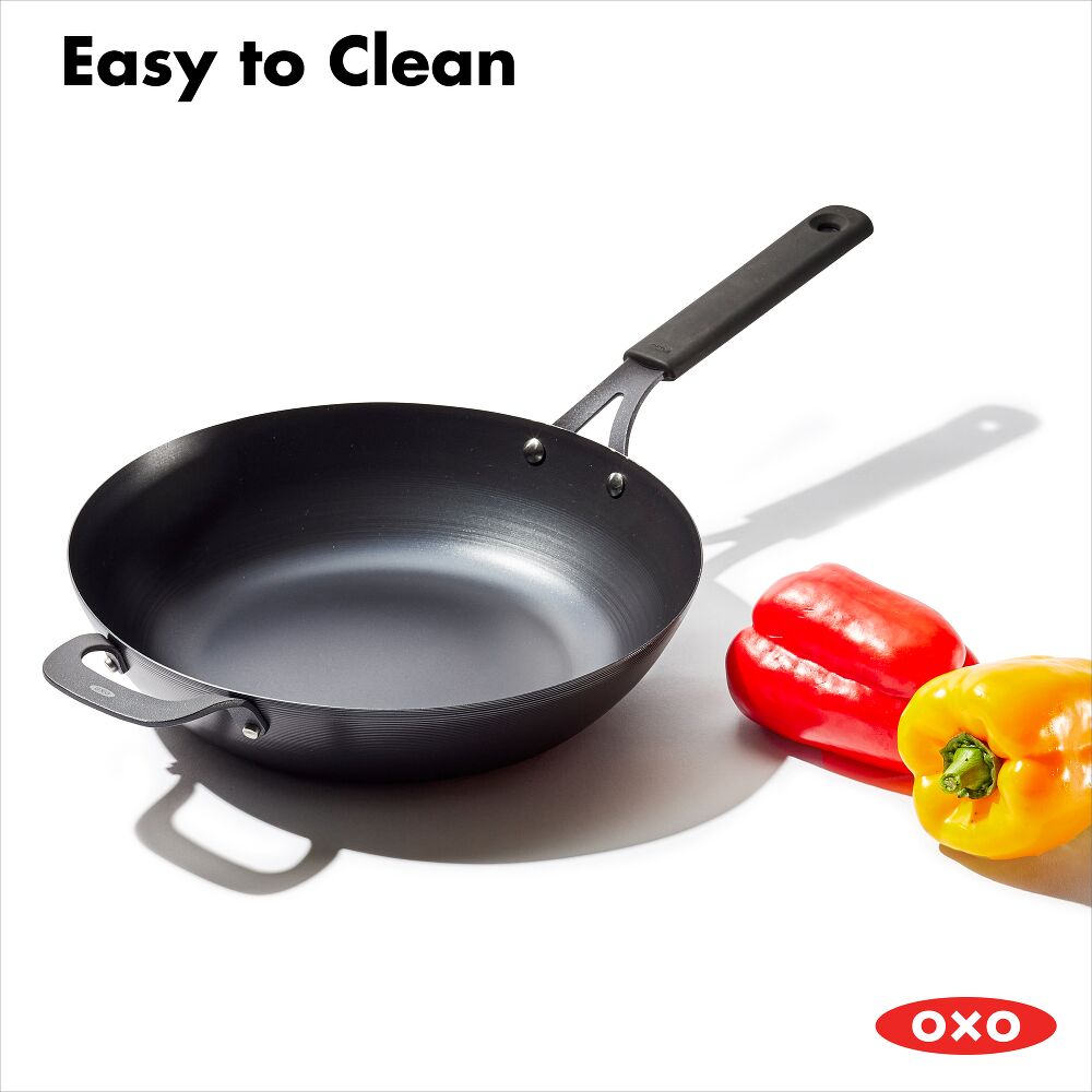 Carbon Steel Obsidian Series 12-Inch Wok with Silicone Sleeve Z2