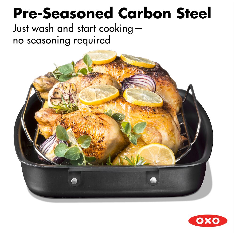 Carbon Steel Obsidian Series Roaster with Rack E3