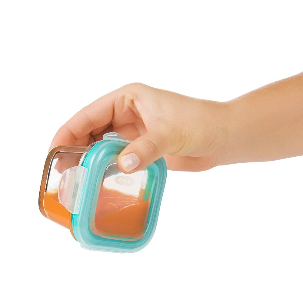 Baby Blocks Glass Food Storage Containers 4 Oz - Tot Teal L1