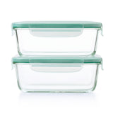 Smart Seal 8 Cup Glass Rectangle Container - Teal E8