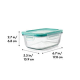 Smart Seal 3.5 Cup Glass Rectangle Container - Teal A0