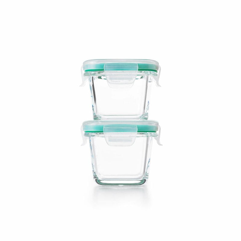 4 Piece Smart Seal Glass Mini Square Container Set L0