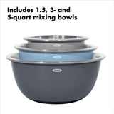 3-Piece Stainless Steel Mixing Bowl Set - Blue/Gray F9