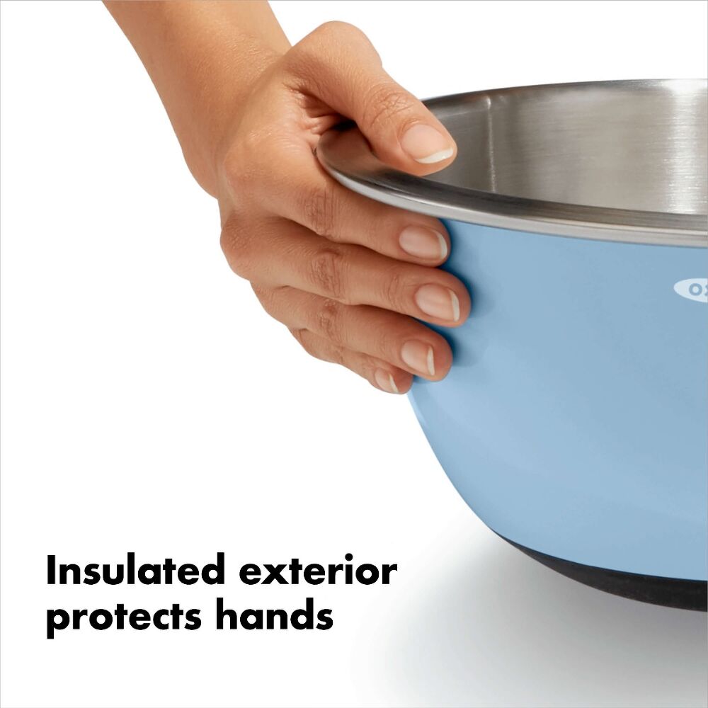 3-Piece Stainless Steel Mixing Bowl Set - Blue/Gray F9